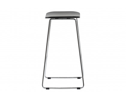 LeisureMod Melrose Modern Wood Counter Stool With Chrome Frame (Set Of 2) - Black