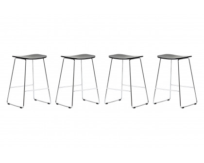 LeisureMod Melrose Modern Wood Counter Stool With Chrome Frame (Set Of 2)