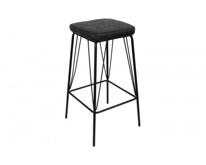 LeisureMod Millard Leather Bar Stool with Metal Frame