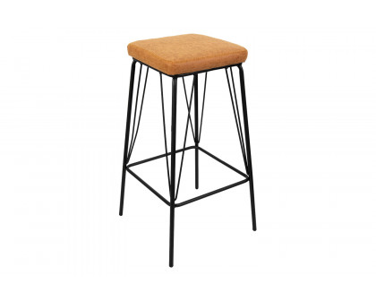 LeisureMod Millard Leather Bar Stool with Metal Frame