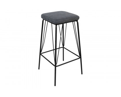 LeisureMod Millard Leather Bar Stool with Metal Frame