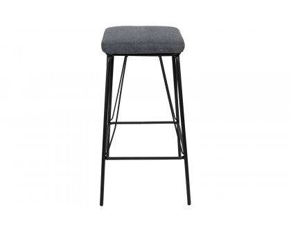 LeisureMod Millard Leather Bar Stool with Metal Frame - Peacock/Blue