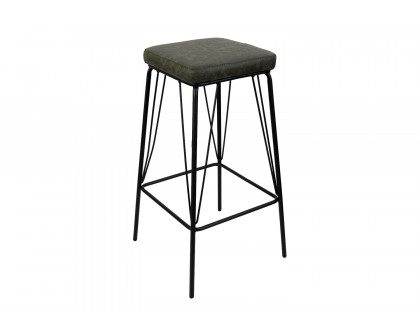 LeisureMod Millard Leather Bar Stool with Metal Frame