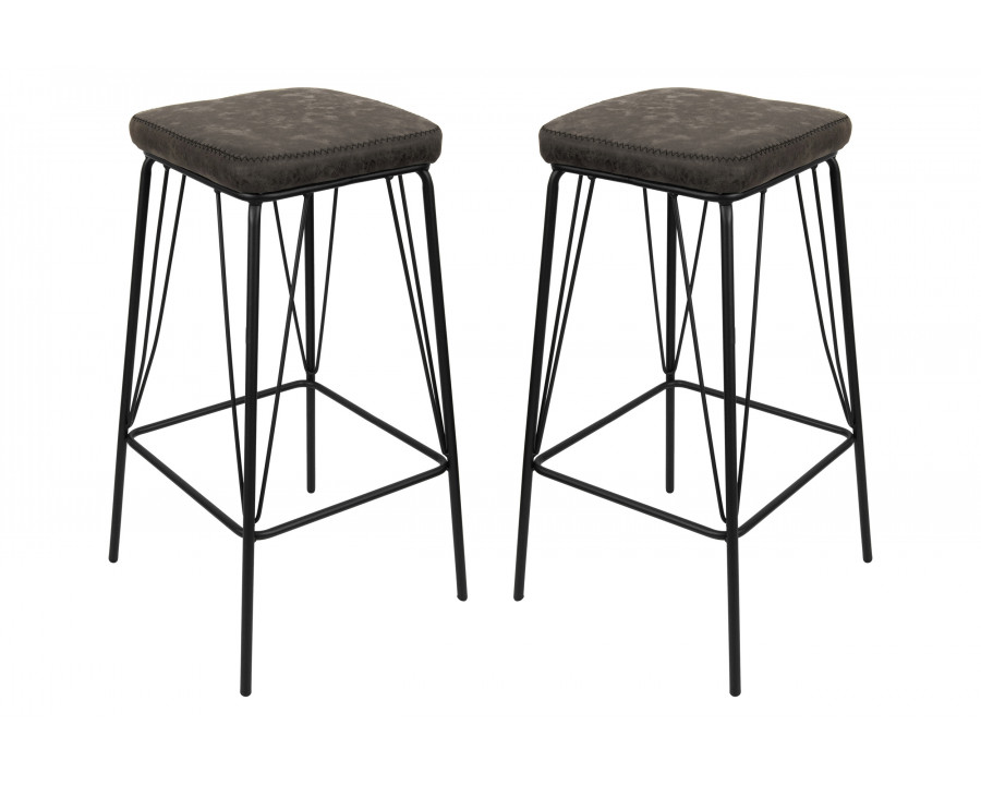 LeisureMod - Millard Leather Bar Stool With Metal Frame (Set Of 2)