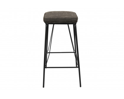 LeisureMod - Millard Leather Bar Stool With Metal Frame (Set Of 2)