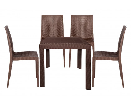 LeisureMod Mace Mid-Century 5-Piece Outdoor Dining Set