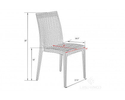 LeisureMod Mace Mid-Century 5-Piece Outdoor Dining Set - White