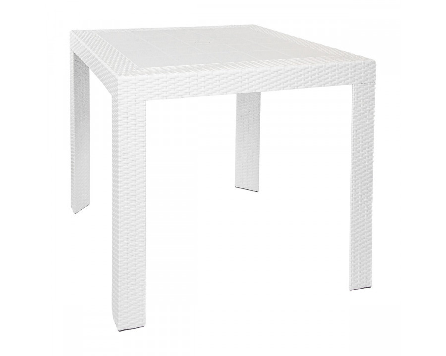 LeisureMod Mace Weave Design Outdoor Bistro Table - White