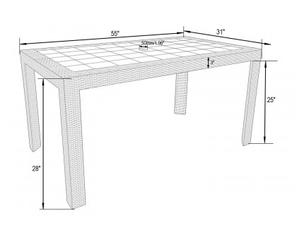 LeisureMod Mace Weave Design Outdoor Dining Table - Black