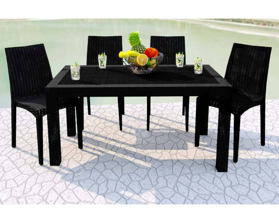 LeisureMod Mace Weave Design Outdoor Dining Table