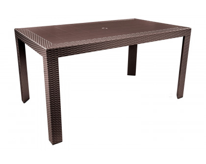 LeisureMod Mace Weave Design Outdoor Dining Table - Brown