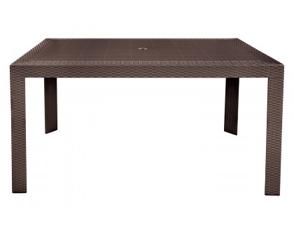 LeisureMod Mace Weave Design Outdoor Dining Table - Brown