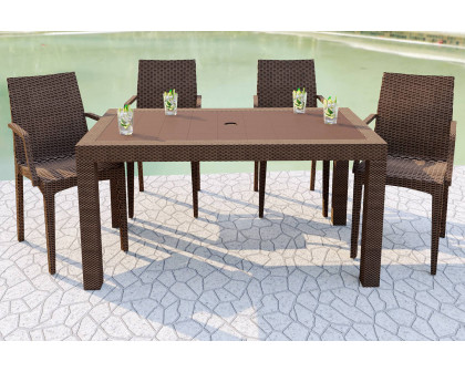 LeisureMod Mace Weave Design Outdoor Dining Table