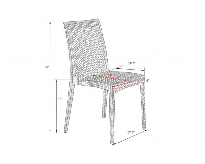 LeisureMod Mace Mid-Century 7-Piece Outdoor Dining Set - White