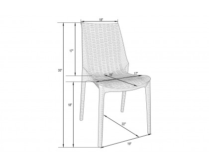 LeisureMod Kent Mid-Century Modern 7-Piece Rectangular Outdoor Dining Set with 4 Side Chairs and 2 Arm Chairs - Brown