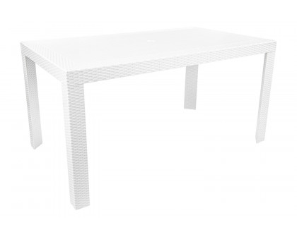 LeisureMod Mace Weave Design Outdoor Dining Table - White