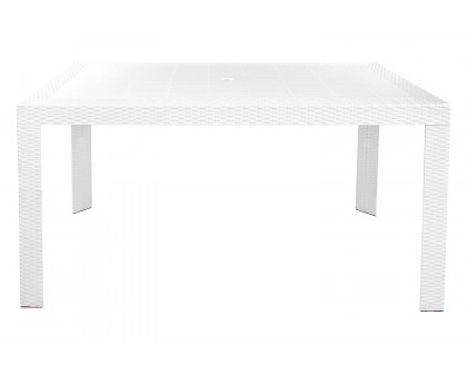 LeisureMod Mace Weave Design Outdoor Dining Table - White