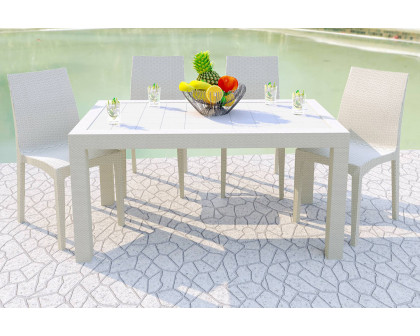 LeisureMod Mace Weave Design Outdoor Dining Table