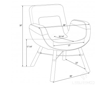 LeisureMod™ Milwood Accent Chair with Dowel Legs - Gray