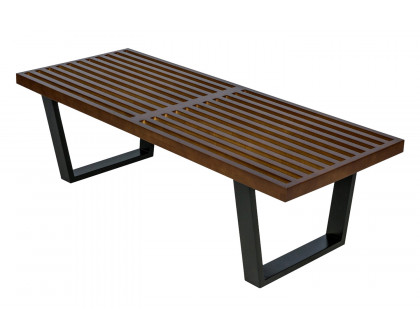 LeisureMod Mid-Century Inwood Platform Bench 4 Feet - Dark Walnut