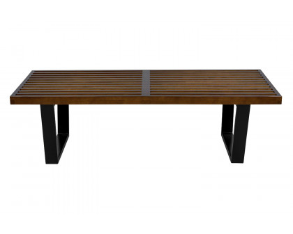 LeisureMod Mid-Century Inwood Platform Bench 4 Feet - Dark Walnut