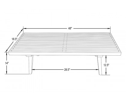 LeisureMod Mid-Century Inwood Platform Bench 4 Feet - Light Walnut