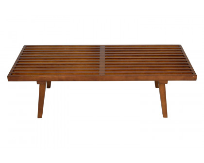 LeisureMod Mid-Century Inwood Platform Bench 4 Feet - Light Walnut