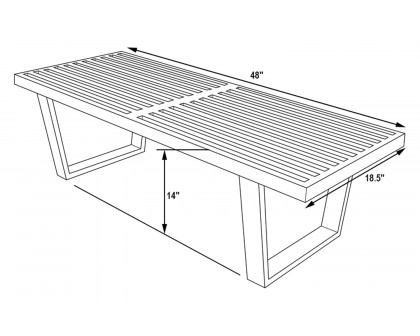 LeisureMod Mid-Century Inwood Platform Bench 4 Feet - Natural Wood