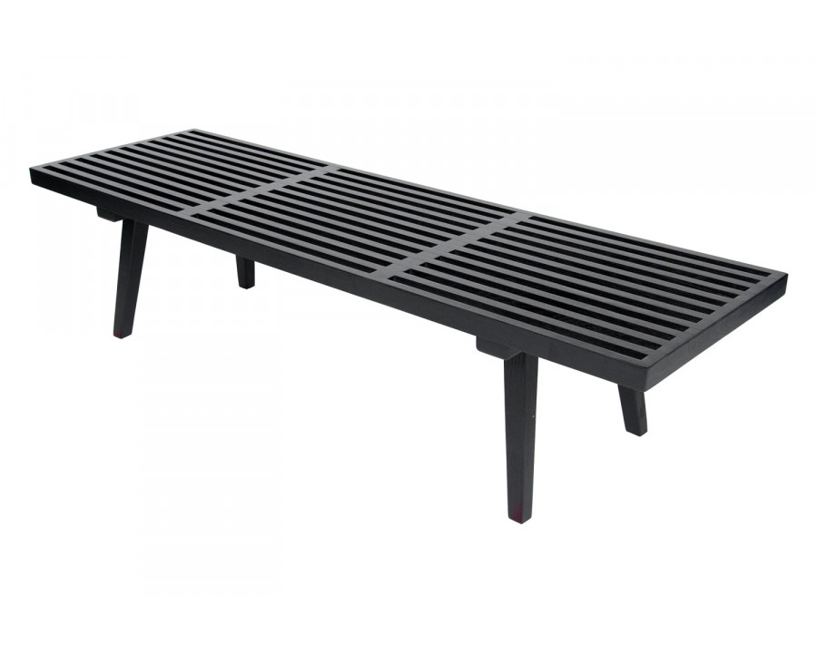 LeisureMod Mid-Century Inwood Platform Bench 5 Feet - Black