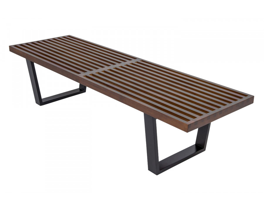 LeisureMod Mid-Century Inwood Platform Bench 5 Feet - Dark Walnut