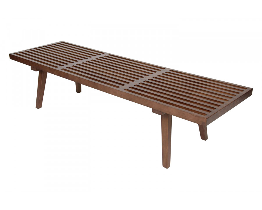 LeisureMod Mid-Century Inwood Platform Bench 5 Feet - Light Walnut