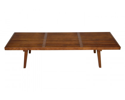 LeisureMod Mid-Century Inwood Platform Bench 5 Feet - Light Walnut