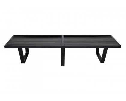 LeisureMod Mid-Century Inwood Platform Bench 6 Feet - Black