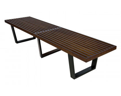 LeisureMod Mid-Century Inwood Platform Bench 6 Feet - Dark Walnut