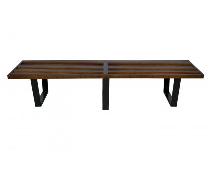 LeisureMod Mid-Century Inwood Platform Bench 6 Feet - Dark Walnut