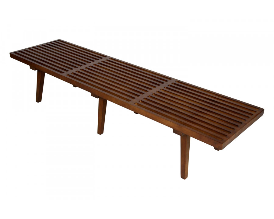 LeisureMod Mid-Century Inwood Platform Bench 6 Feet - Light Walnut