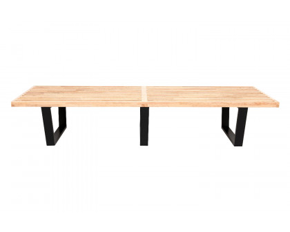 LeisureMod Mid-Century Inwood Platform Bench 6 Feet - Natural Wood