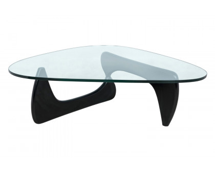 LeisureMod Imperial Modern Glass Top Triangle Coffee Table - Black