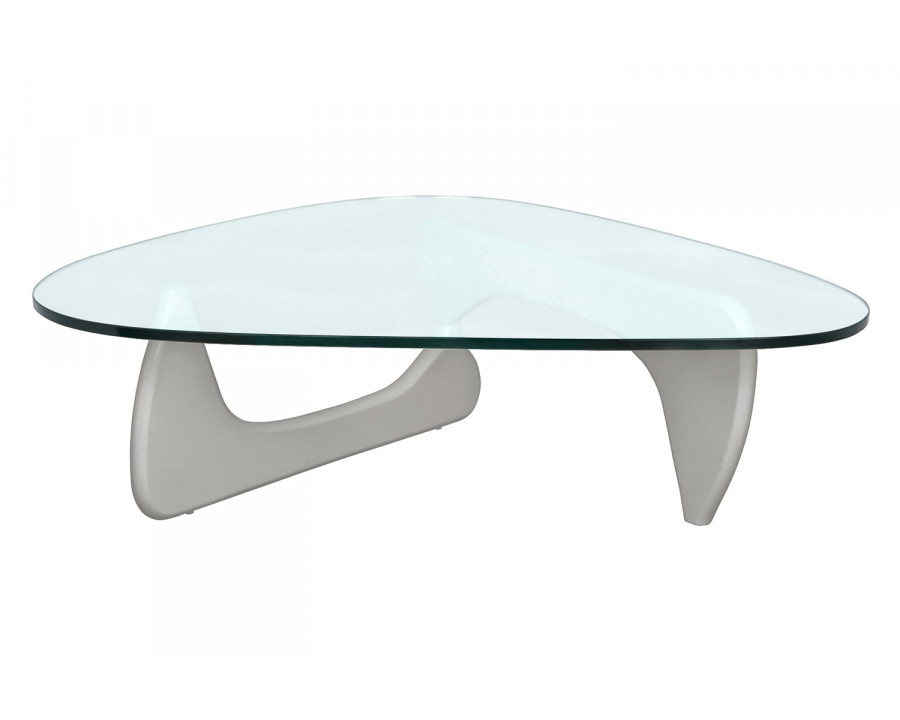 LeisureMod Imperial Modern Glass Top Triangle Coffee Table - Gray