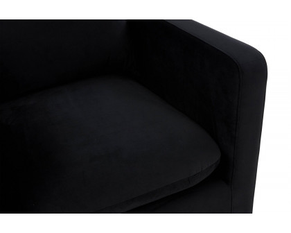 LeisureMod™ Nervo Modern Mid-Century Upholstered Velvet Accent Chair with Gold Base - Midnight Black