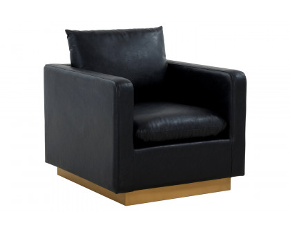 LeisureMod Nervo Modern Mid-Century Upholstered Velvet Accent Chair with Gold Base