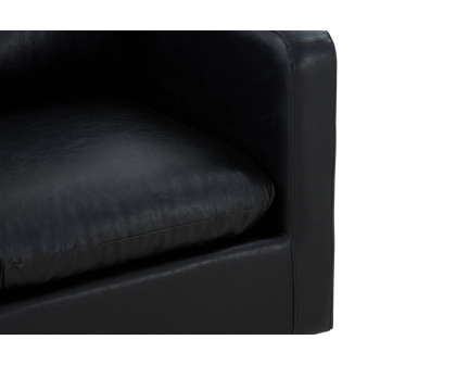 LeisureMod Nervo Modern Mid-Century Upholstered Leather Accent Armchair with Gold Base - Black