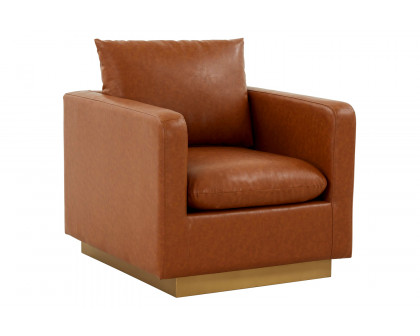 LeisureMod Nervo Modern Mid-Century Upholstered Velvet Accent Chair with Gold Base