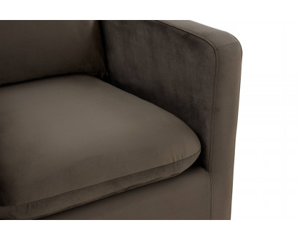 LeisureMod™ Nervo Modern Mid-Century Upholstered Velvet Accent Chair with Gold Base - Dark Gray