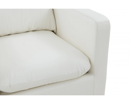 LeisureMod™ Nervo Modern Mid-Century Upholstered Leather Accent Armchair with Gold Base - White