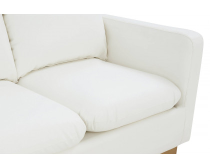 LeisureMod™ Nervo Modern Mid-Century Upholstered Leather Sofa with Gold Base - White