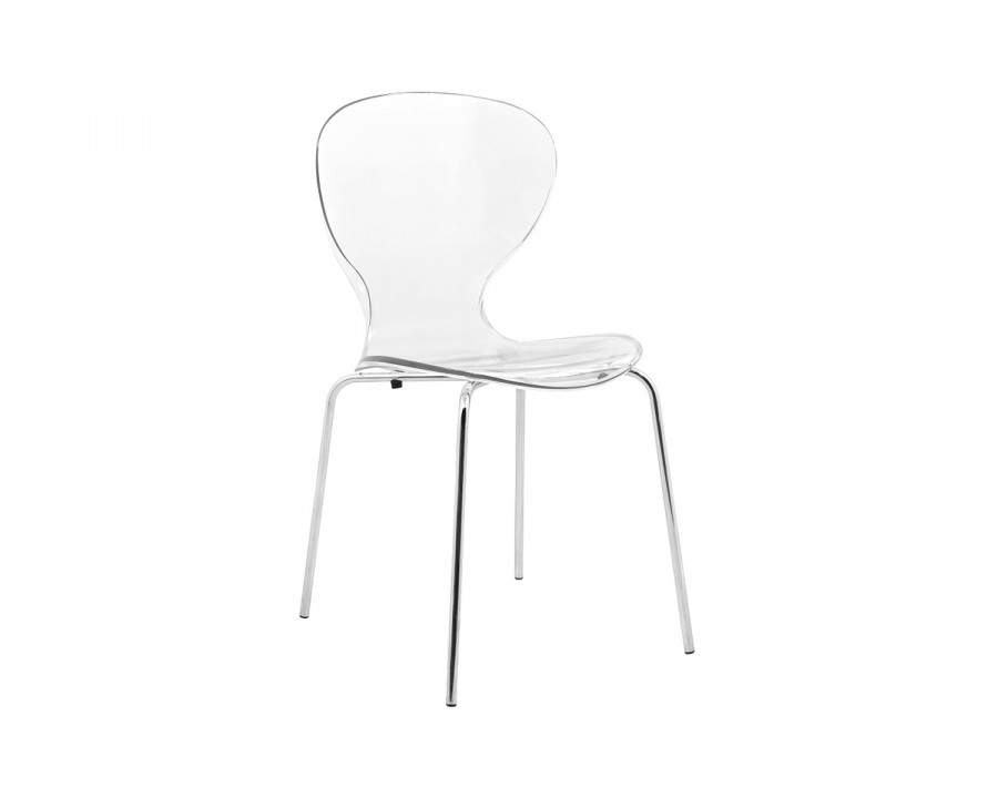 LeisureMod Oyster Modern Dining Side Chair - Clear