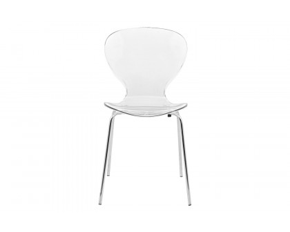 LeisureMod Oyster Modern Dining Side Chair - Clear