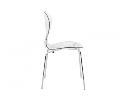 LeisureMod Oyster Modern Dining Side Chair - Clear