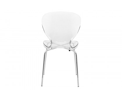 LeisureMod Oyster Modern Dining Side Chair - Clear